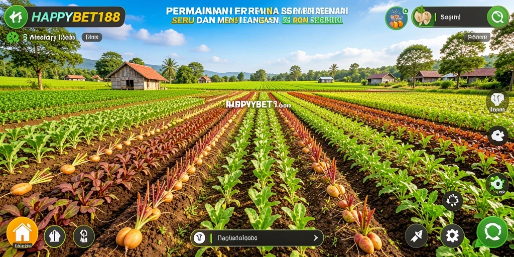 Gameplay seru di <strong>HAPPYBET188</strong> saat menanam dan merawat tanaman di lahan pertanian.