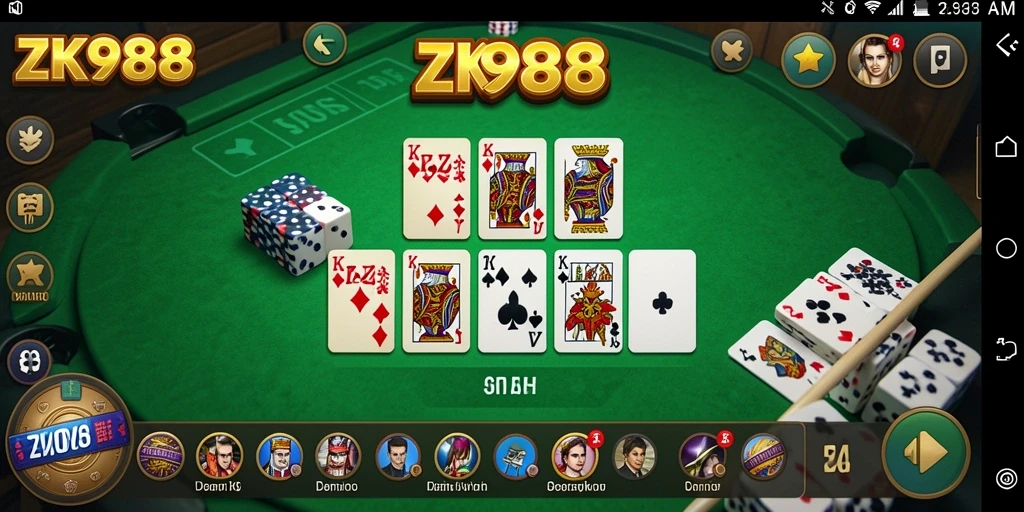 Tampilan gameplay yang seru dari ZK988, game Domino yang mengasyikkan.